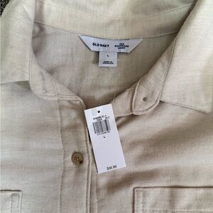 Old Navy Beige Linen-Blend Button Shirt